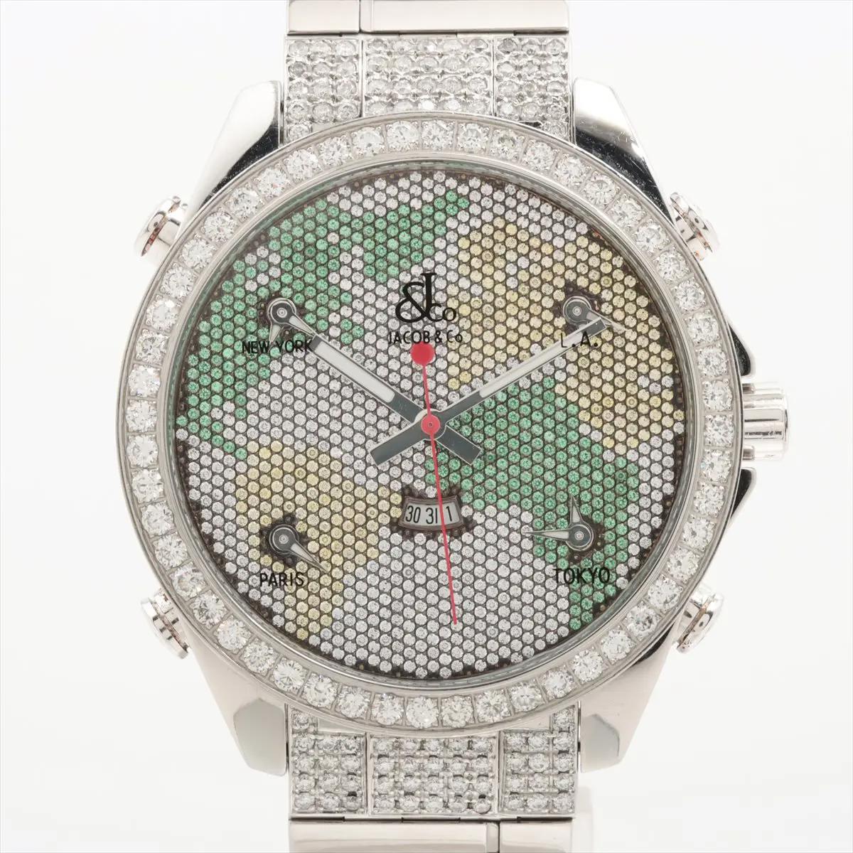 Jacob & Co. Five Time Zones 47mm Factory Diamond Dial Bezel Lugs