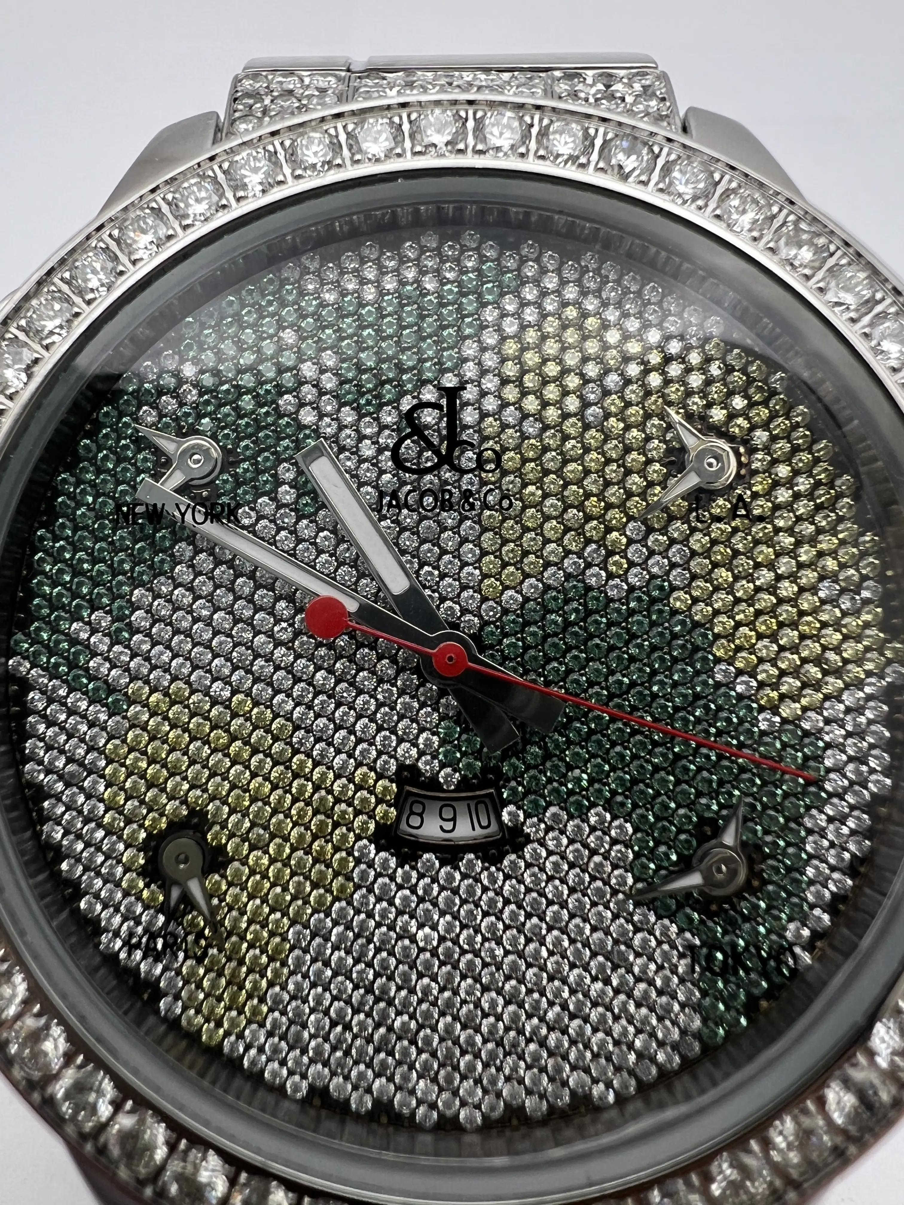 Jacob & Co. Five Time Zones 47mm Factory Diamond Dial Bezel Lugs