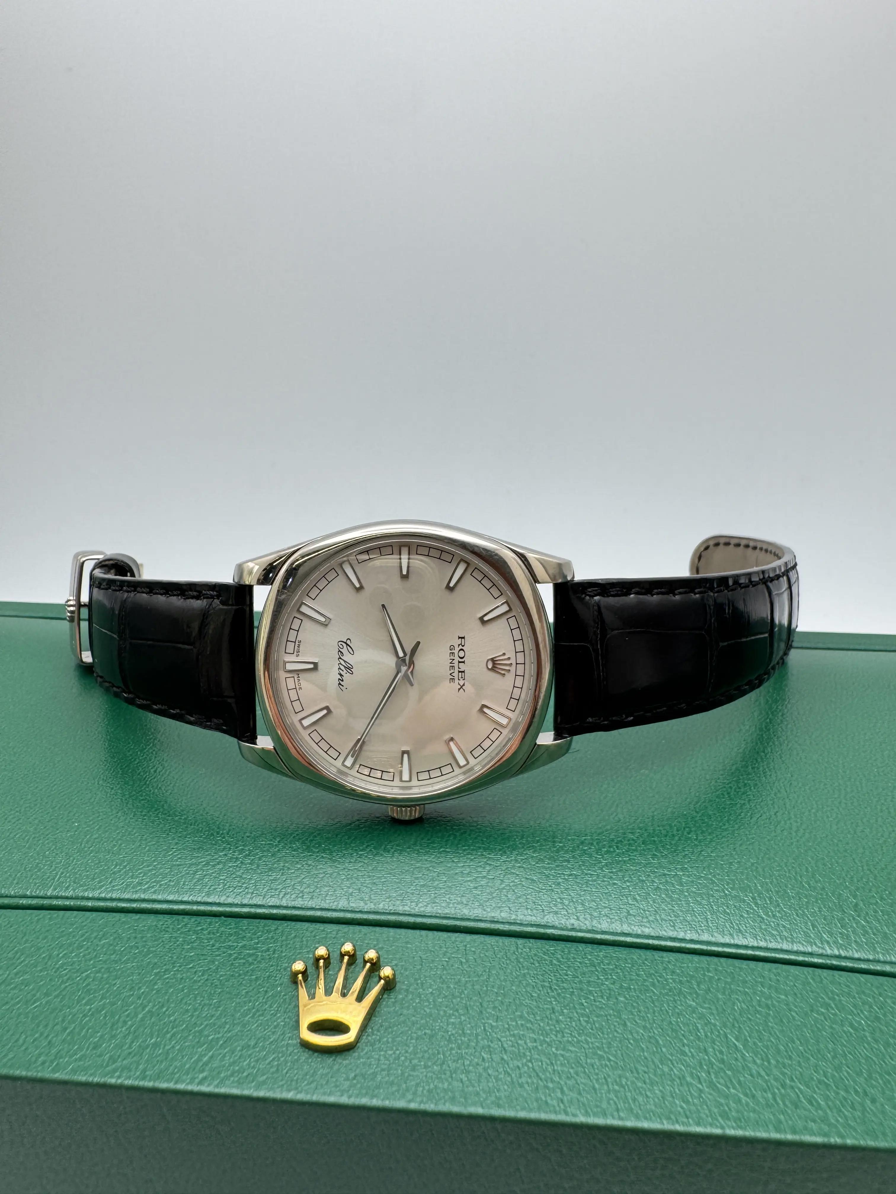 Rolex Cellini Danaos 38mm 4243/9 18K White Gold Silver Dial Manual