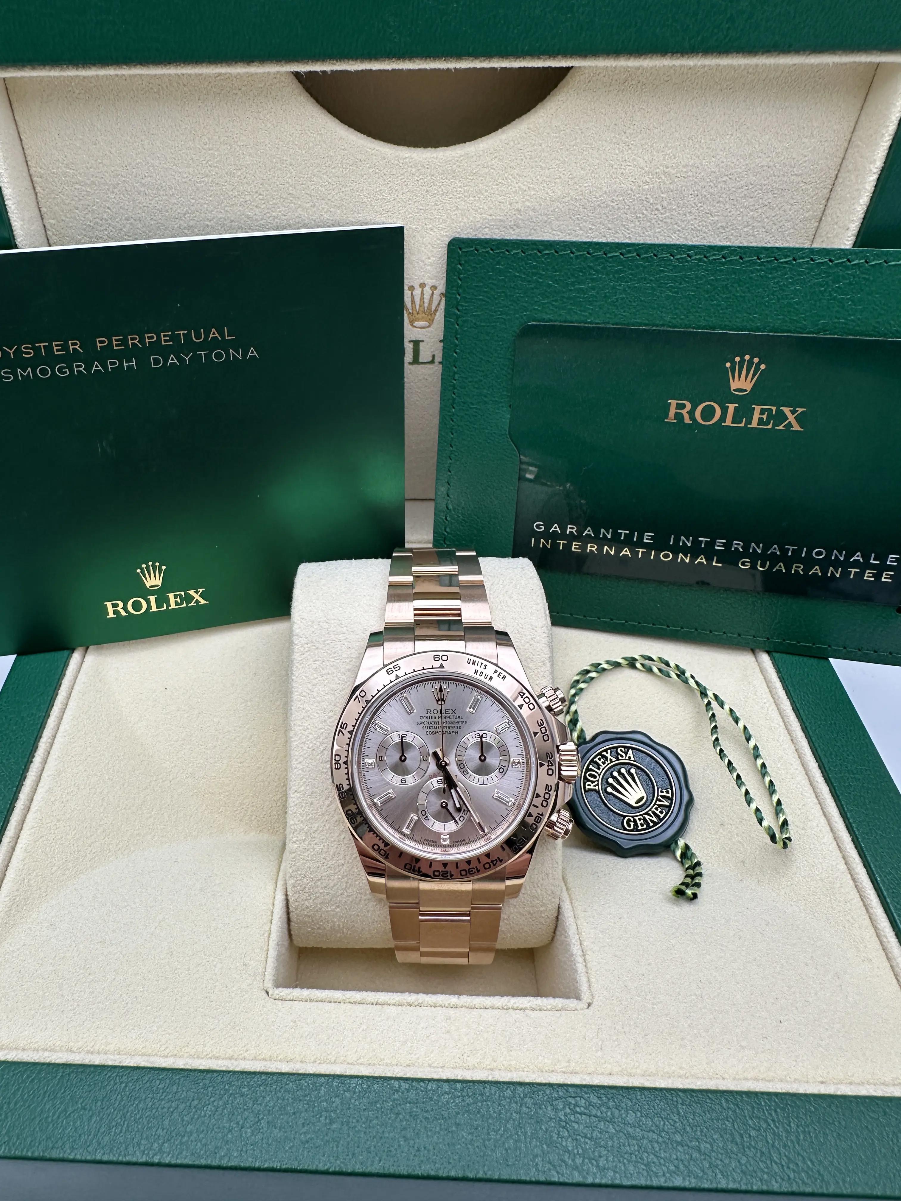 Pristine Rolex Daytona 116505A 18K Rose Gold Sundust Baguette Dial