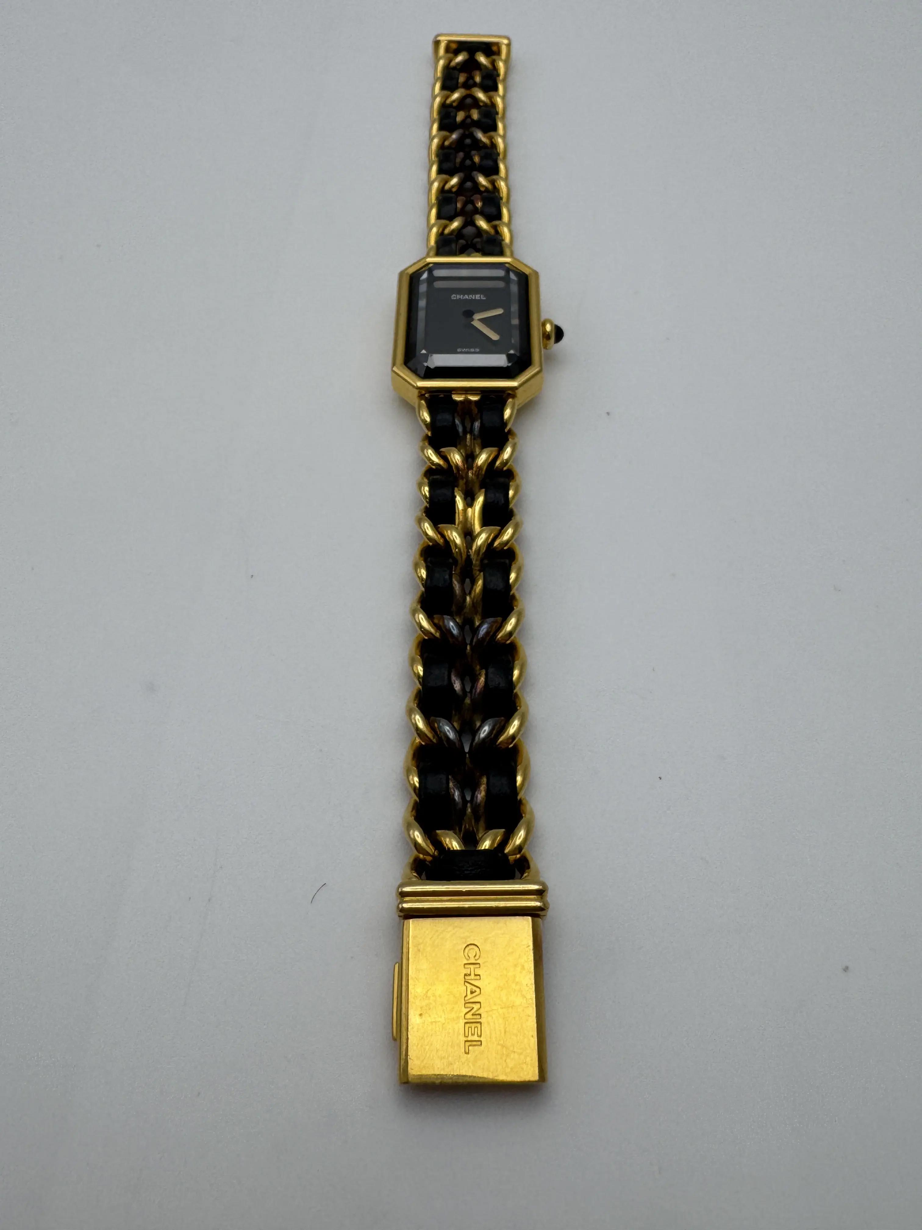 CHANEL Premier H0001 L Black 20 x 26mm Gold Leather Ladies Quartz