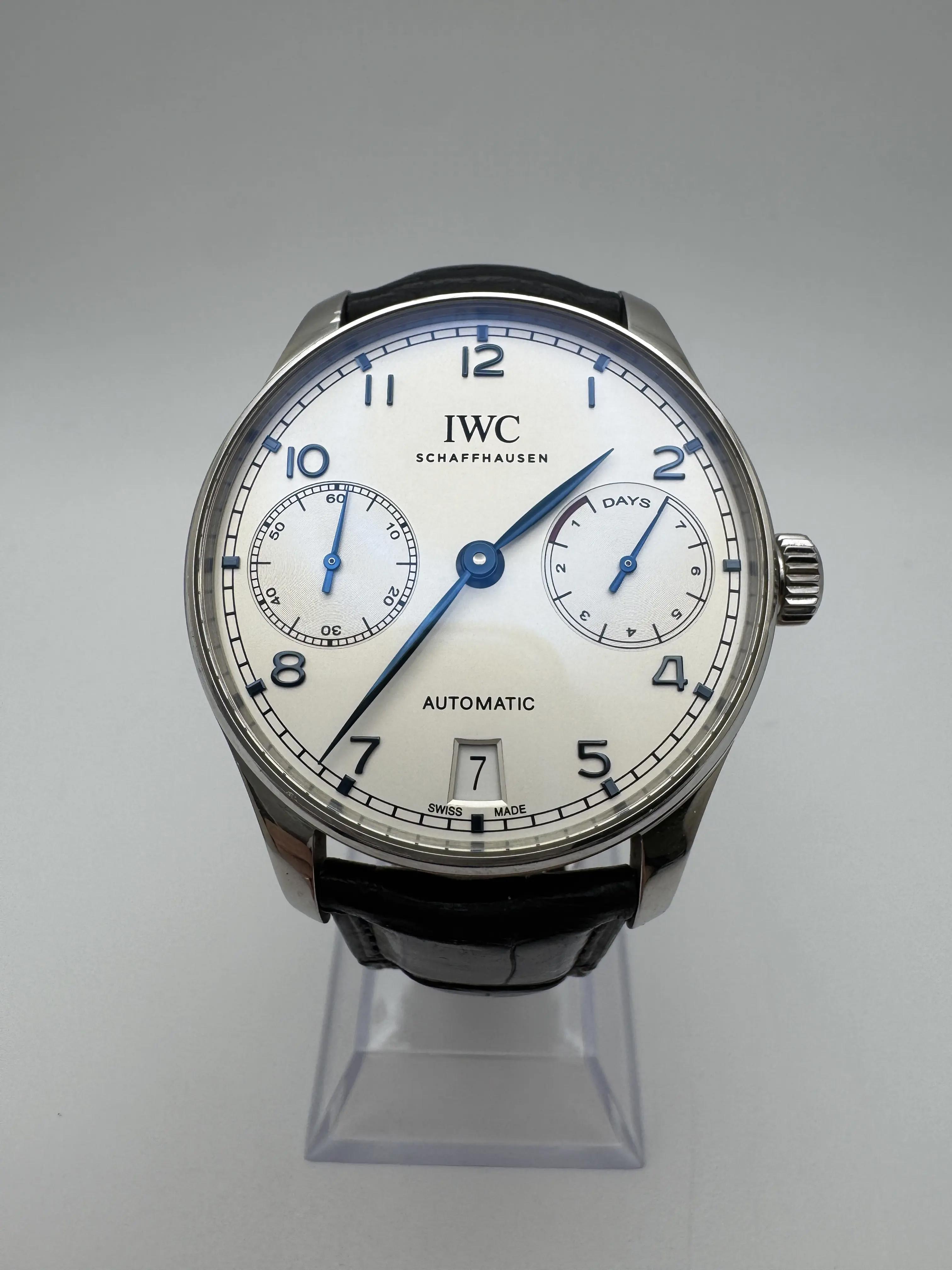 IWC Portuguese 7 Day Power Reserve 42mm Silver Dial Black