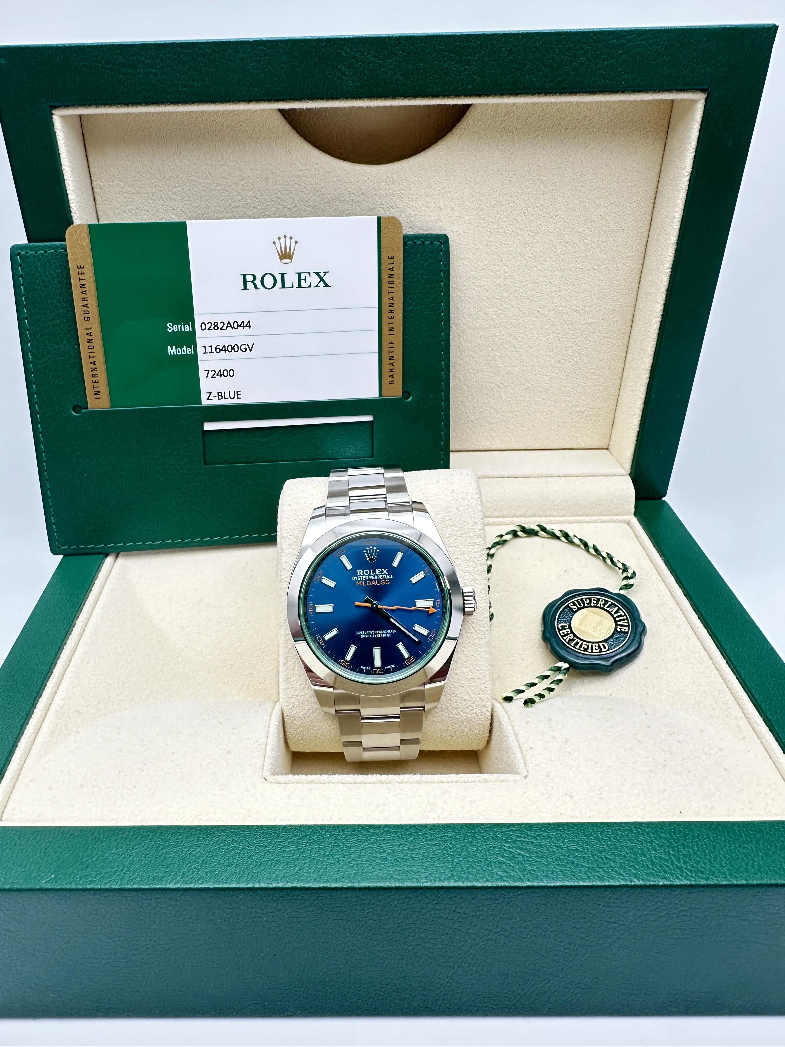Rolex Milgauss 116400GV 40mm Z-Blue Dial Box Papers Discontinued
