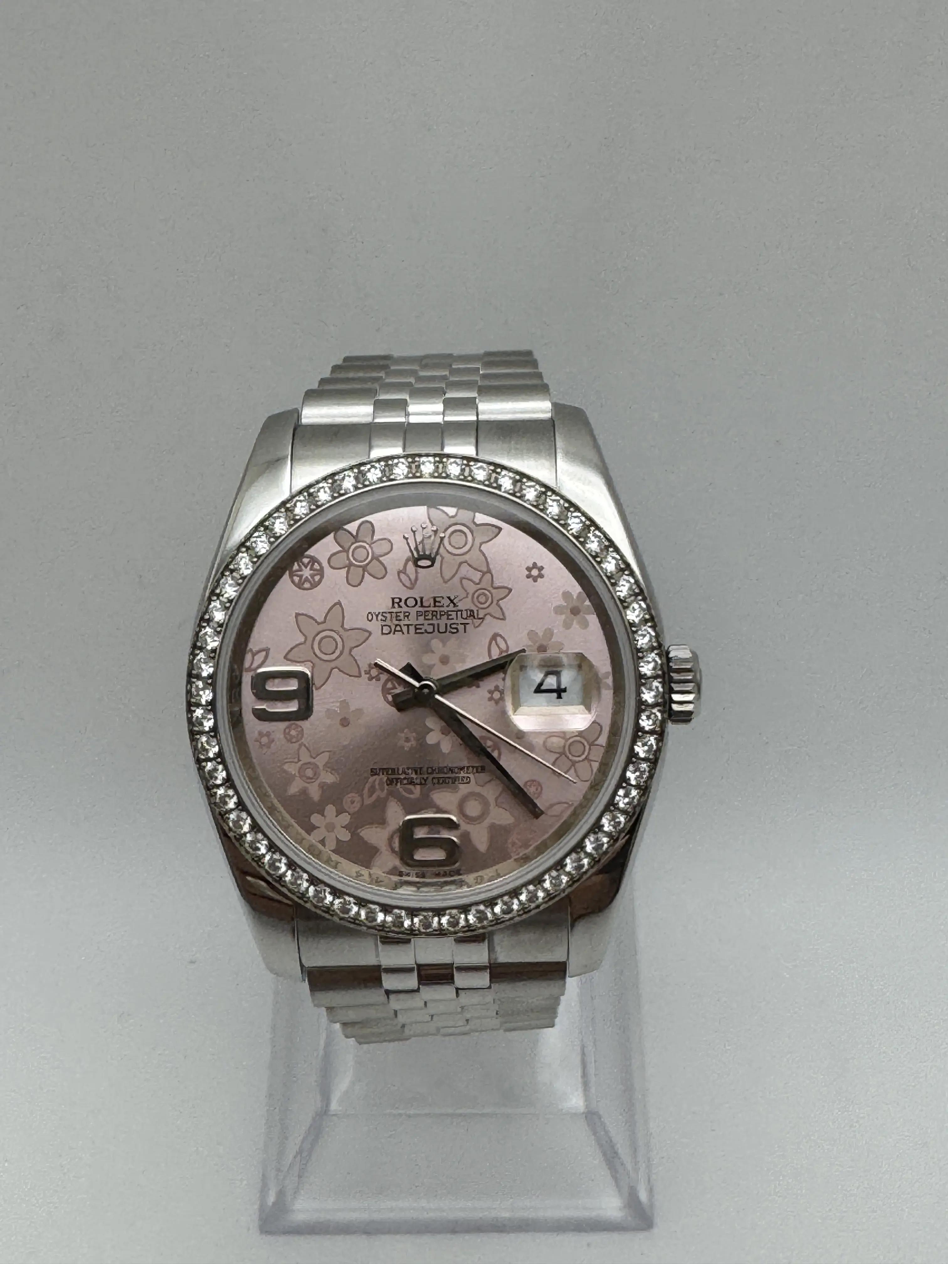 Rolex Datejust 36mm 116244 Pink Floral Motif Dial Factory Diamond